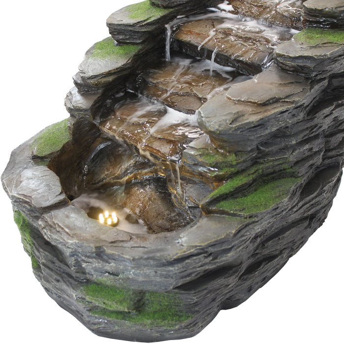 Sunnydaze 13" Shale Falls Outdoor Fountain with LED Lights XSS-455