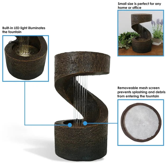 Sunnydaze 13" Winding Showers Indoor Waterfall Fountain with LED Light DW-662