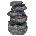 Sunnydaze 15" 6-Tier Stone Falls Indoor Tabletop Fountain with LED Light DW-34107