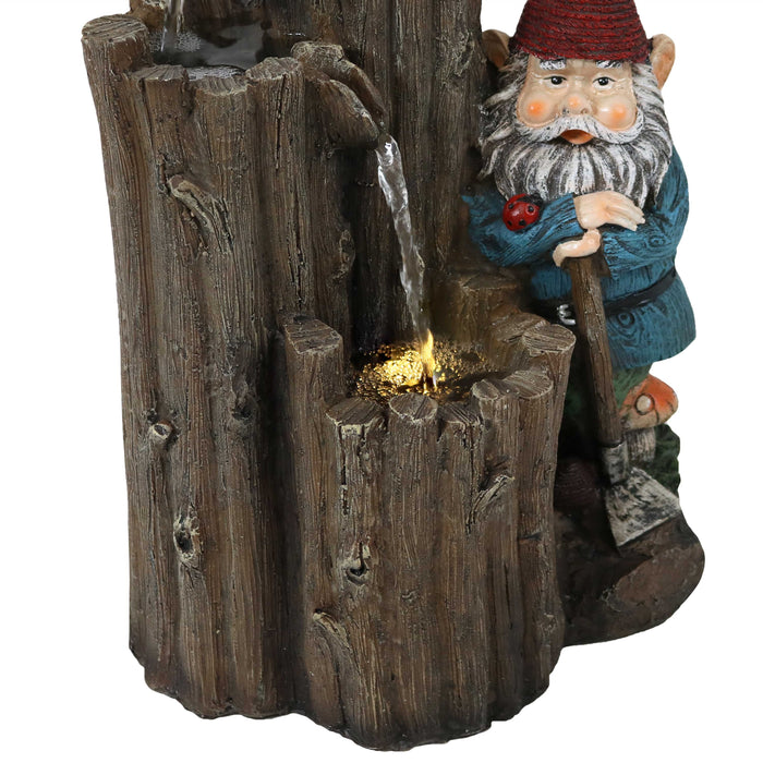 Sunnydaze  17" Resting Gnome Outdoor Water Fountain with LED Light XSS-417