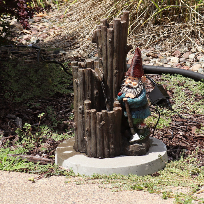 Sunnydaze  17" Resting Gnome Outdoor Water Fountain with LED Light XSS-417
