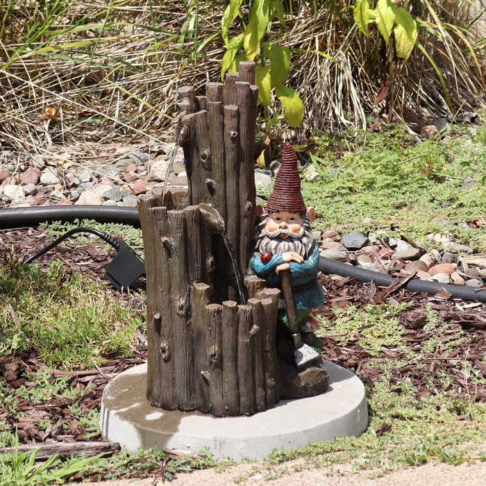 Sunnydaze  17" Resting Gnome Outdoor Water Fountain with LED Light XSS-417