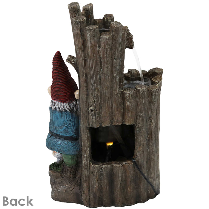 Sunnydaze  17" Resting Gnome Outdoor Water Fountain with LED Light XSS-417