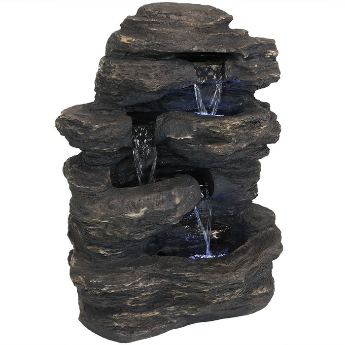 Sunnydaze 24" Rock Falls Outdoor Waterfall Fountain with LED Lights XCA-132310001