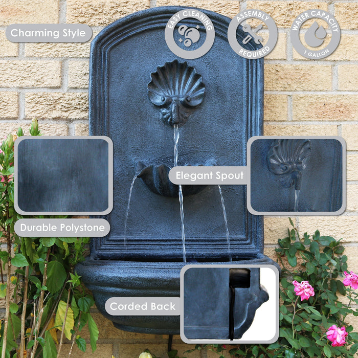 Sunnydaze 27" H Seaside Outdoor Solar Wall Fountain