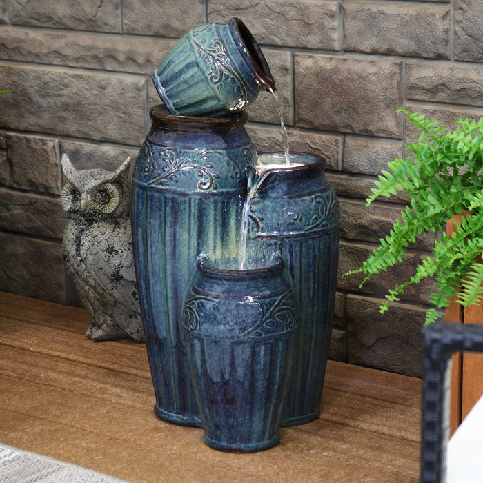 Sunnydaze 27" Tour de Vase Ceramic Outdoor Water Fountain SSS-383