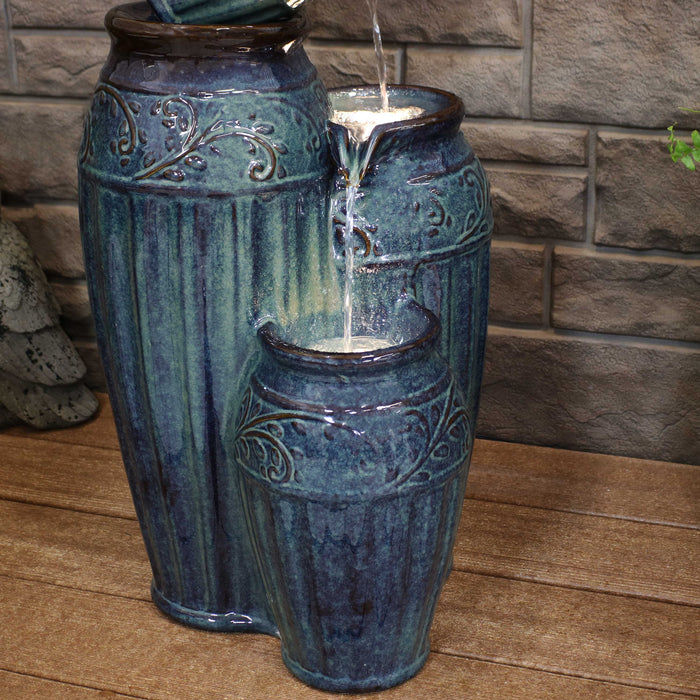 Sunnydaze 27" Tour de Vase Ceramic Outdoor Water Fountain SSS-383