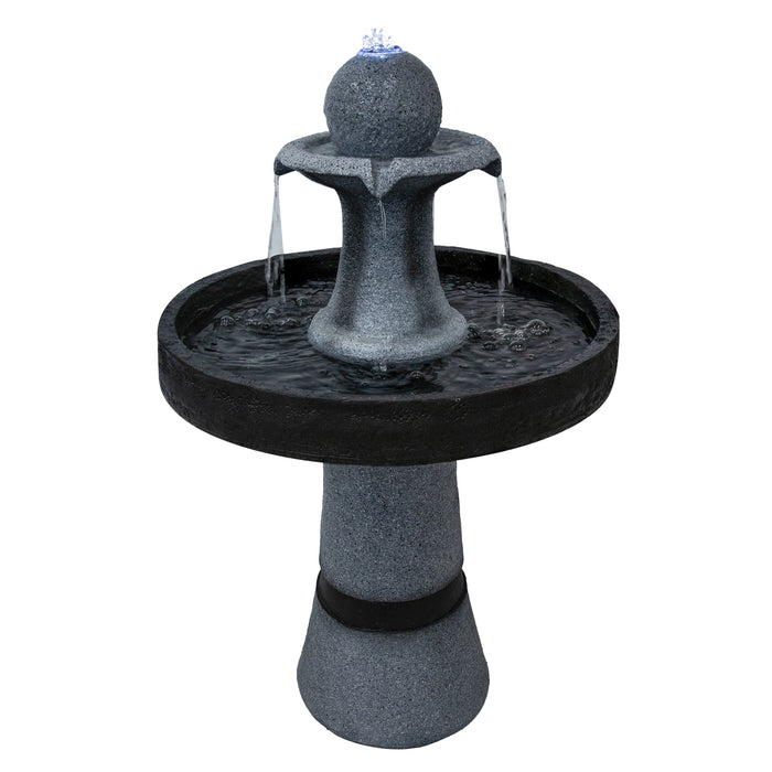 Sunnydaze 29.5" Contemporary 2-Tone Outdoor Water Fountain with Light LZH-5371