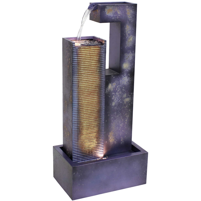 Sunnydaze 32" Cascading Tower Outdoor Metal Fountain with LED Lights SSS-619