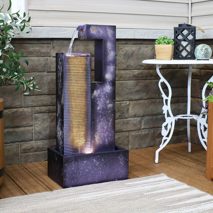 Sunnydaze 32" Cascading Tower Outdoor Metal Fountain with LED Lights SSS-619