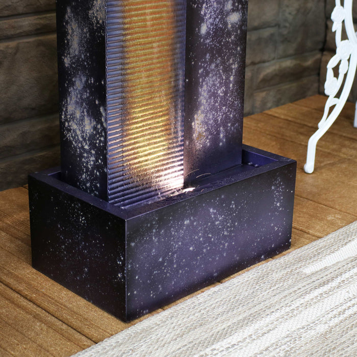 Sunnydaze 32" Cascading Tower Outdoor Metal Fountain with LED Lights SSS-619