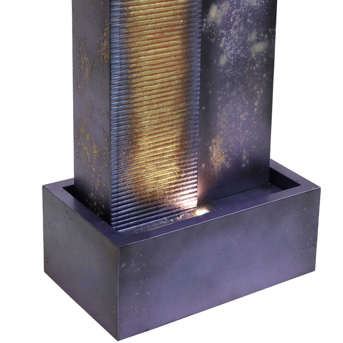 Sunnydaze 32" Cascading Tower Outdoor Metal Fountain with LED Lights SSS-619