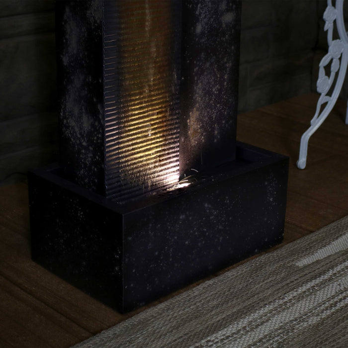 Sunnydaze 32" Cascading Tower Outdoor Metal Fountain with LED Lights SSS-619