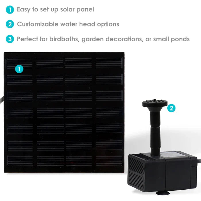 Sunnydaze 40 GPH 1.6-Ft Max Lift Solar Water Fountain Pump Kit JRS-150