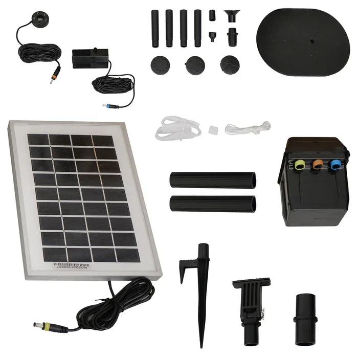 Sunnydaze 66 GPH 36-Inch Lift Solar Pump and Solar Panel Kit with Battery Pack and LED Light SL-P107E