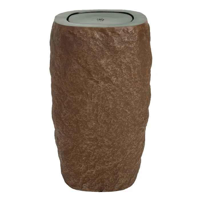 Sunnydaze Brown Cylinder Bubble Outdoor Water Fountain with LED Light GP-6981
