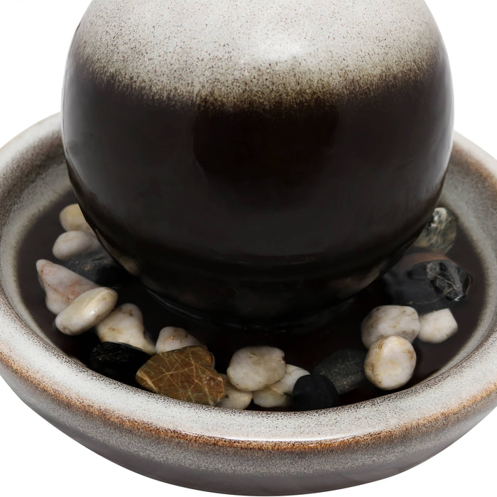 Sunnydaze Ceramic Tabletop 7" Water Fountain with Modern Orb Design SSS-412