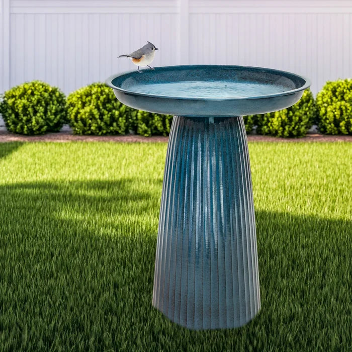 Sunnydaze Gleeful Garden Metal Outdoor Bird Bath - UV-Resistant Finish