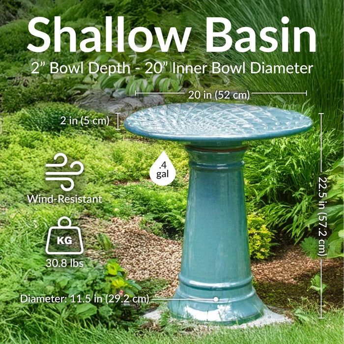 Sunnydaze Rennes 22.5" H Outdoor Ceramic Bird Bath