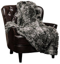 Super Soft Shaggy Fuzzy Fur Fluffy Faux Fur Warm Elegant Cozy with Sherpa  Print Dark Gray Throw Blanket (50" x 65") - EK CHIC HOME