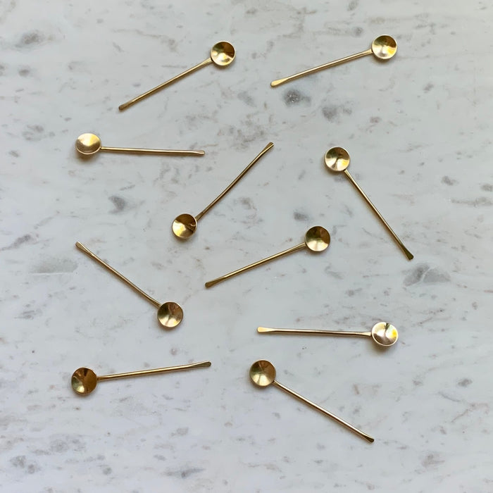 Tiny Brass Spoon for a Salt Cellar by Desert Rose Jewelry at Golden Rule Gallery in Excelsior, MN
