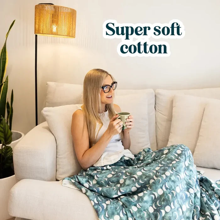 Transformative Teal Moon Single Blanket