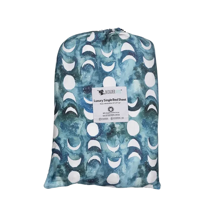 Transformative Teal Moon Single Fitted Sheet