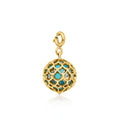 Turquoise scales charm with ornate gold filigree and teal stone centerpiece.