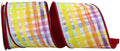 Watercolor Plaid w/ Red Backing Wired Ribbon - 4" x 10yds